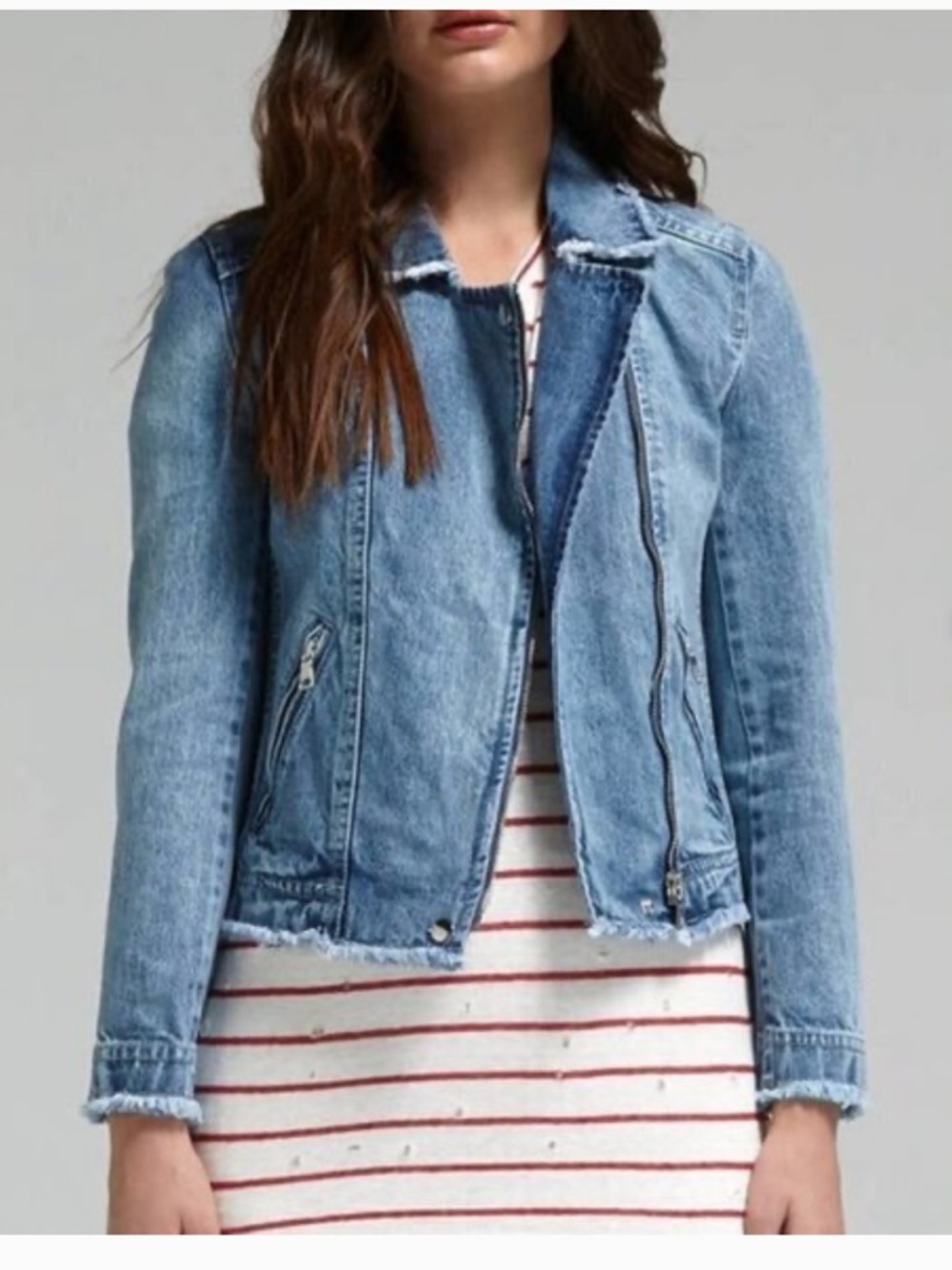 Rebecca Taylor Light Blue Denim Moto Jacket